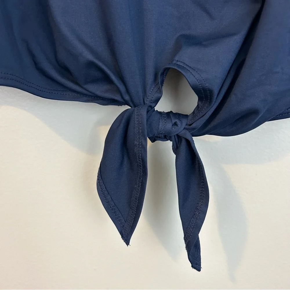 NWT Tuckernuck Sport Navy Blue Knotty Maya Tie Waist Top  Size Large - Picture 11 of 14
